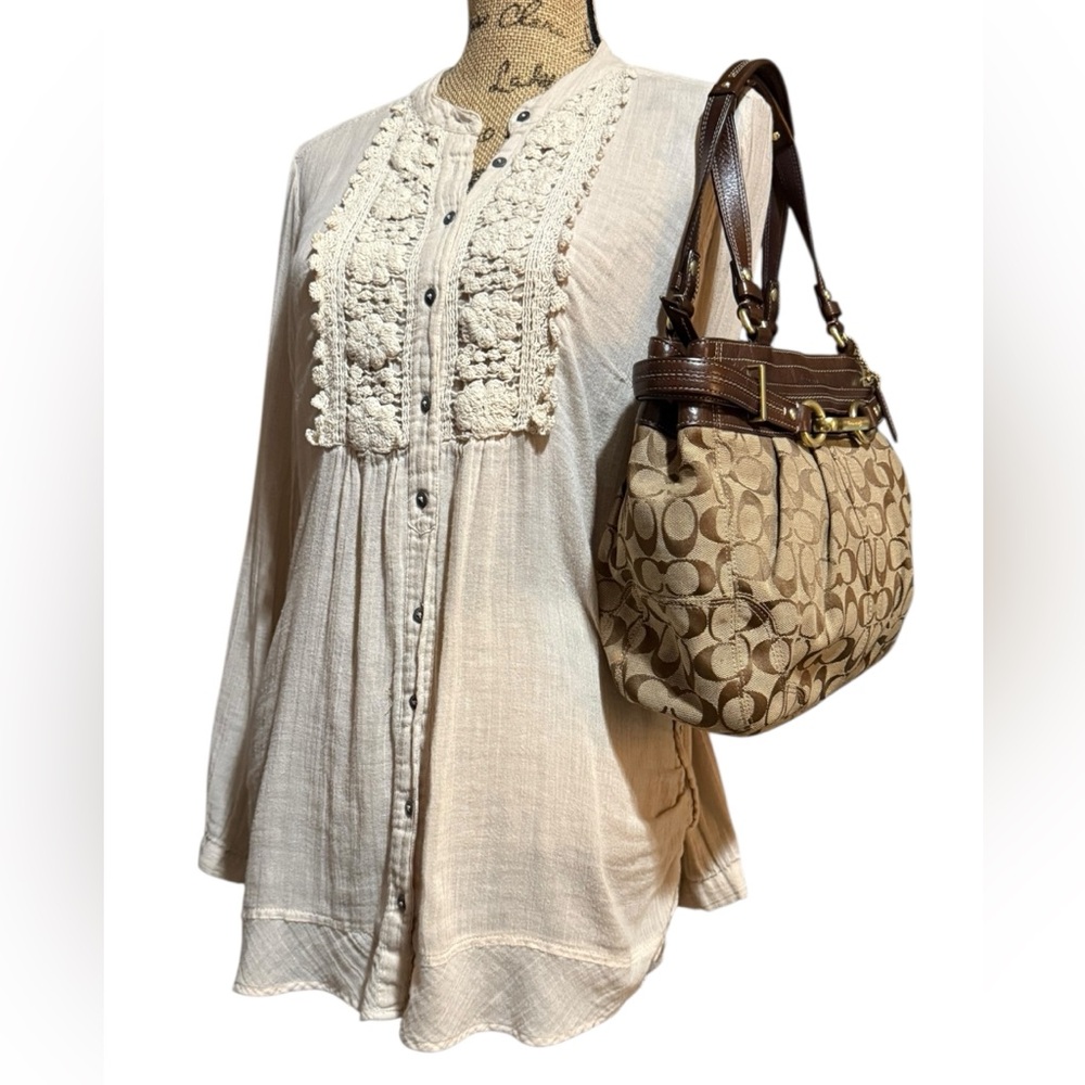 Coach Hampton Chocolate Brown Leather Carryall Tote Bag Purse - Picture 4 of 13